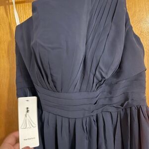 Elegant Blue Pleated Women's Dress